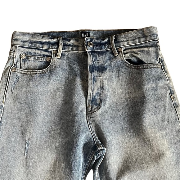 GAP Cone Denim High Rise Straight Crop Jeans Medium Indigo Wash Button Fly Sz 29 - Picture 3 of 11